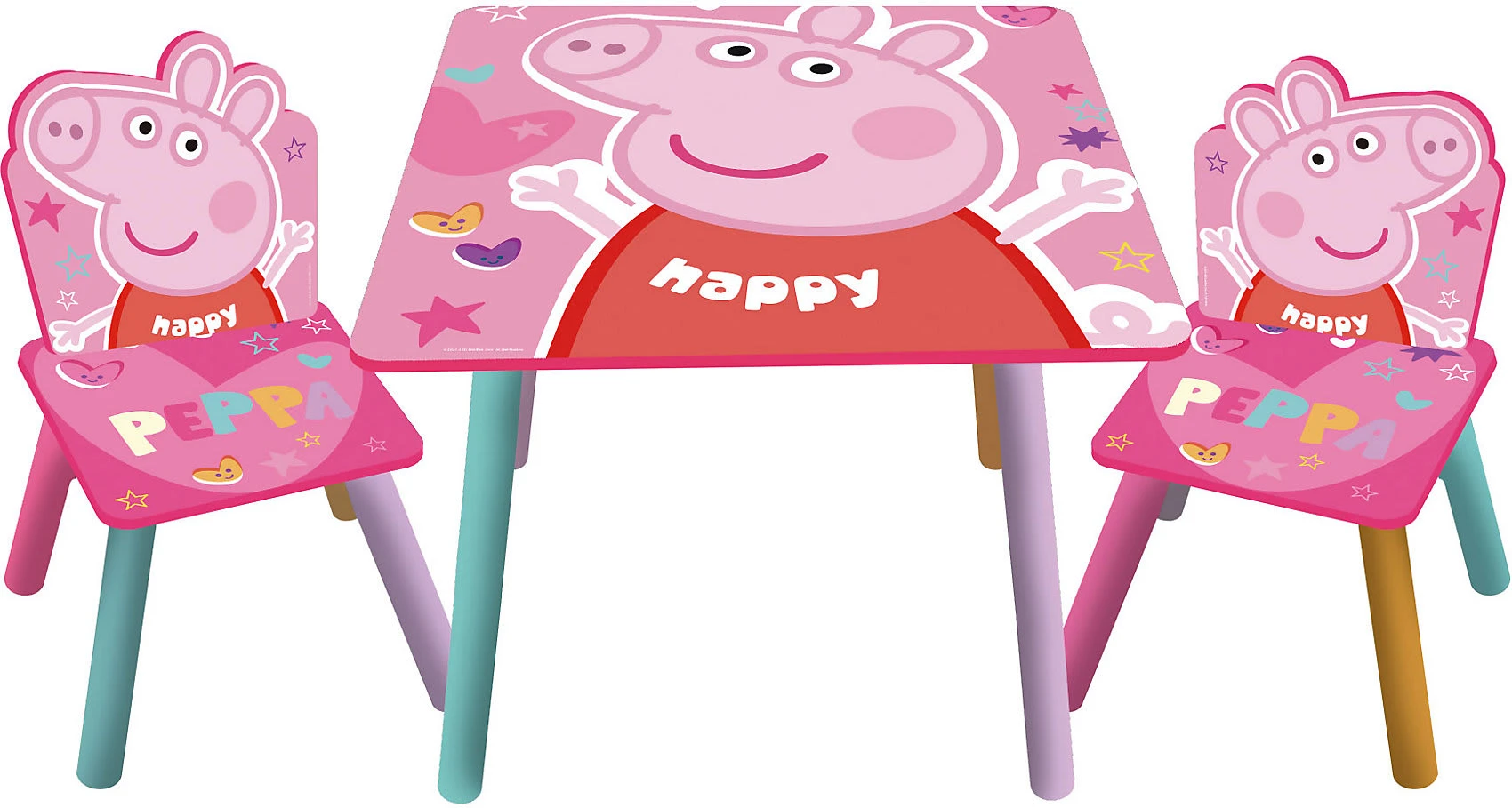 ARDITEX Kindersitzgruppe Peppa Pig, Tisch & 2 Stühle
