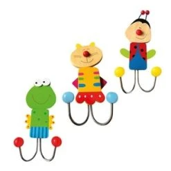 Bino Garderobenhaken-Set Tiere In Mehrfarbig