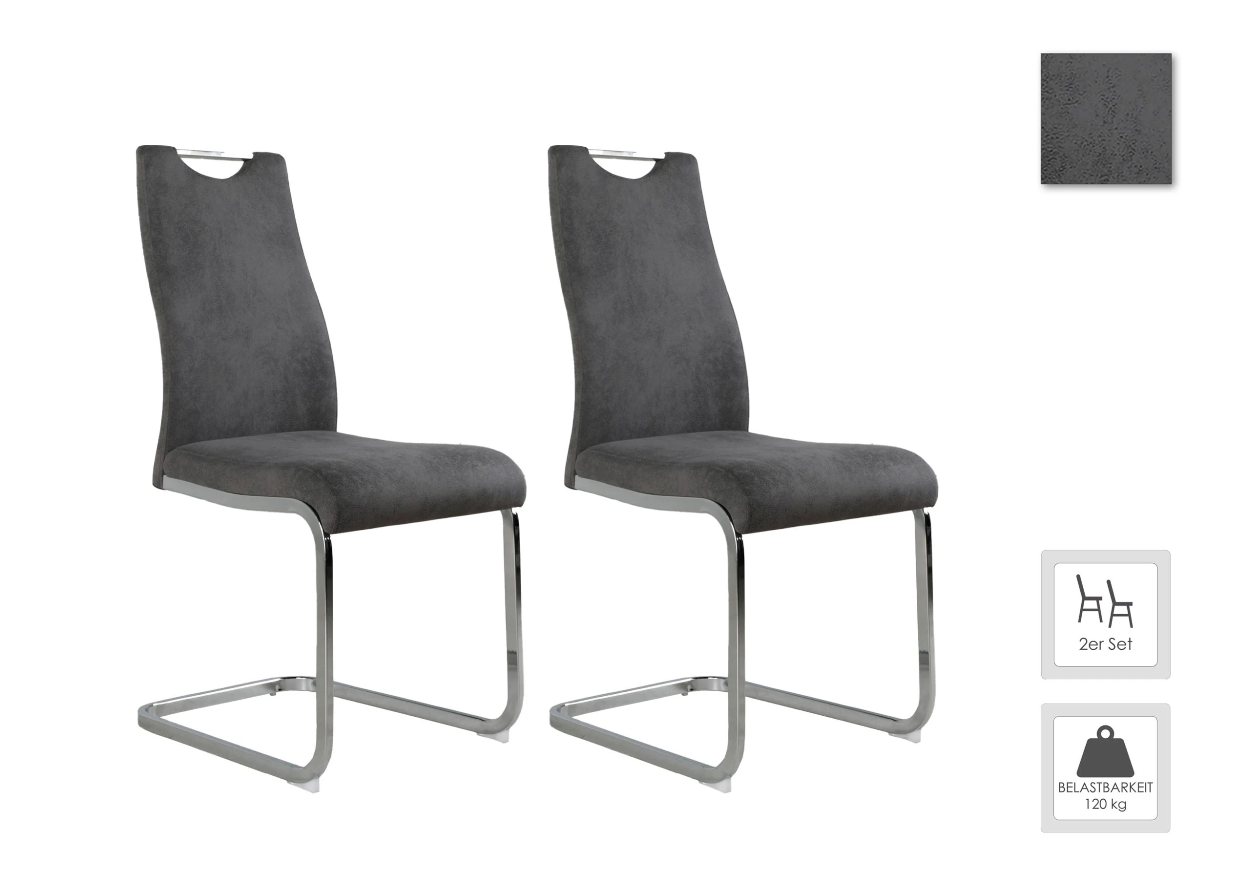 ByLiving 2-er-Set: Esszimmerstuhl Rubin In Grau - Image 6