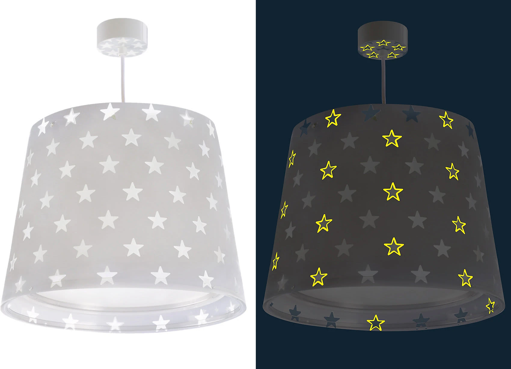 Dalber Hängelampe STARS, Glow In The Dark, Grau