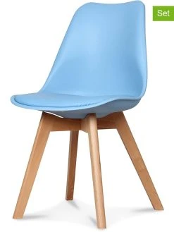 Deco Lorrie 2er-Set: Esszimmerstühle "Scandinave" In Hellblau - (B)48 X (H)83 X (T)43 Cm