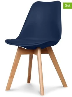 Deco Lorrie 4er-Set: Esszimmerstühle "Scandinave" In Dunkelblau - (B)48 X (H)83 X (T)43 Cm