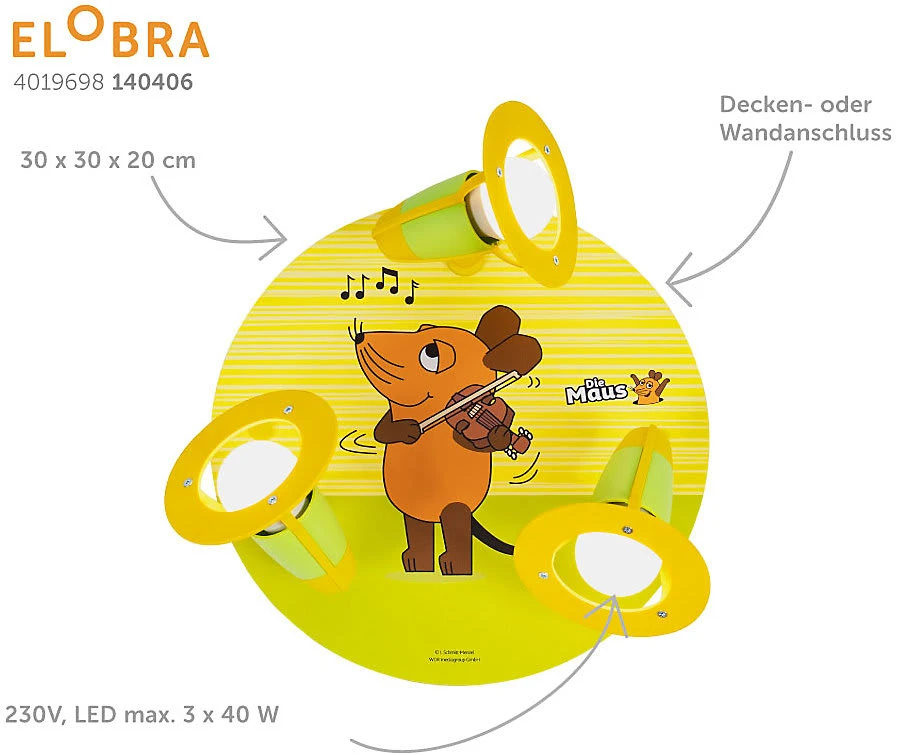 Elobra Deckenleuchte 3er Spot Rondell "Die Maus" - Image 3