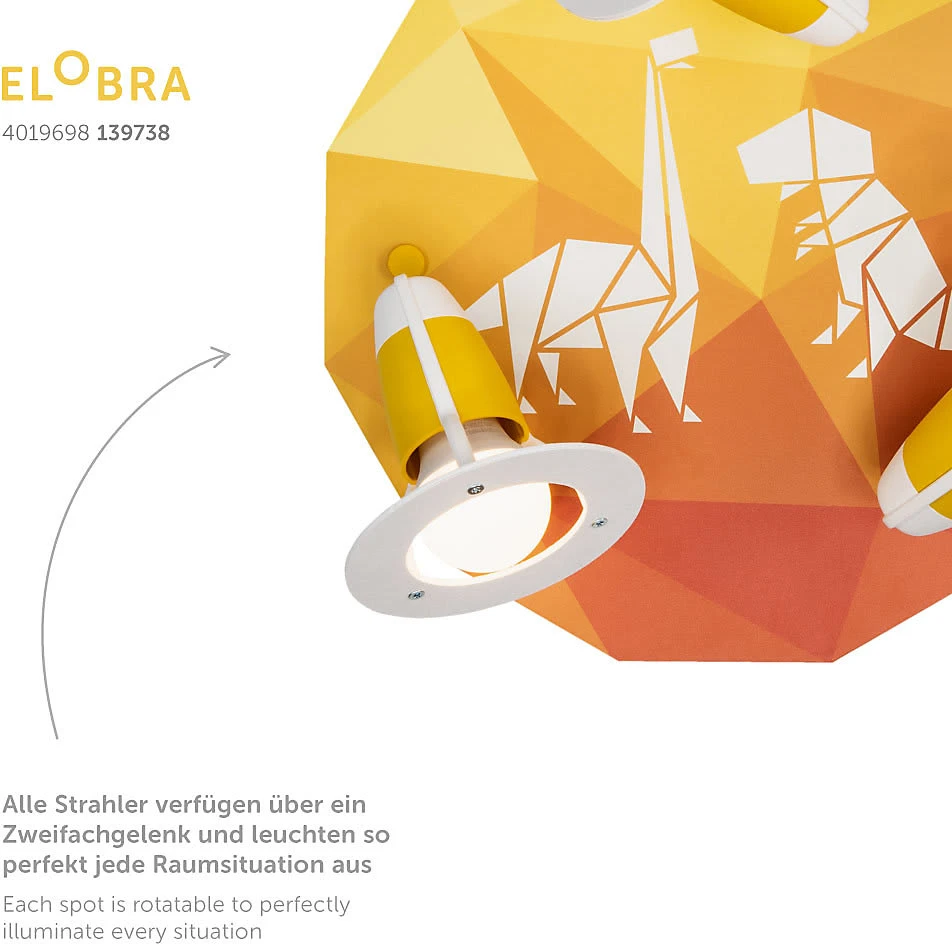 Elobra Deckenleuchte 3er Spot Rondell "Dinopoly", Orange - Image 3