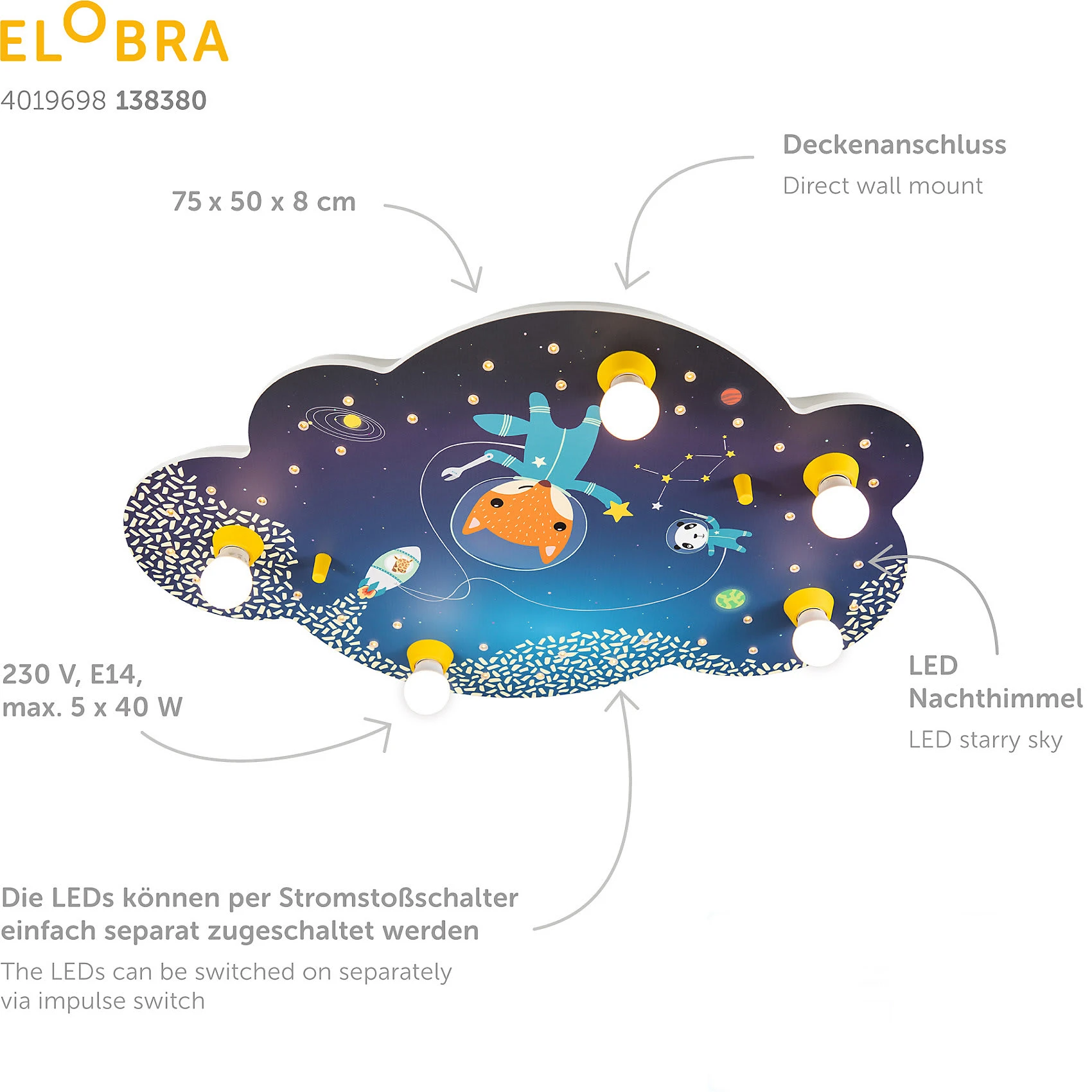 Elobra Deckenleuchte Bildwolke Little Astronauts "Space Mission" - Image 4