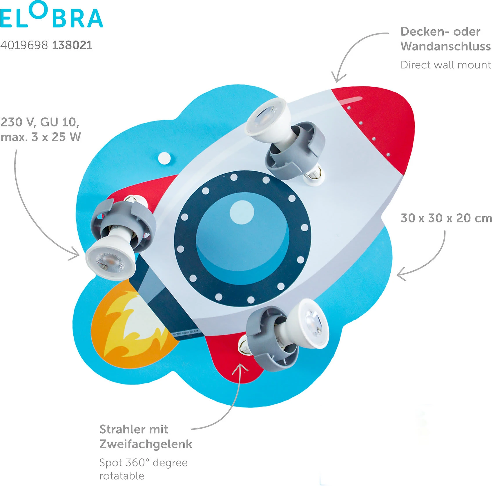 Elobra Deckenleuchte Rondell Rakete - Image 3