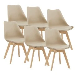 En.casa 6er-Set Esszimmerstuhl Fläten In Beige (H)81cm (B)49cm (T)57cm
