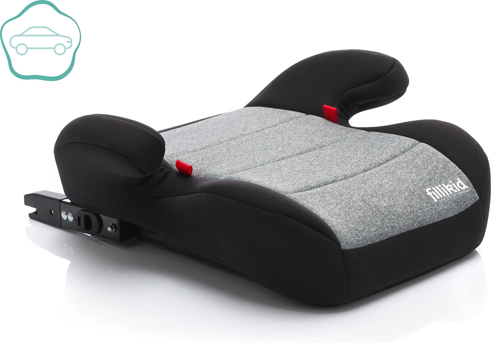 Fillikid Sitzerhöhung Grau Melange Mit Einklappbarer Isofix Halterung - Image 2