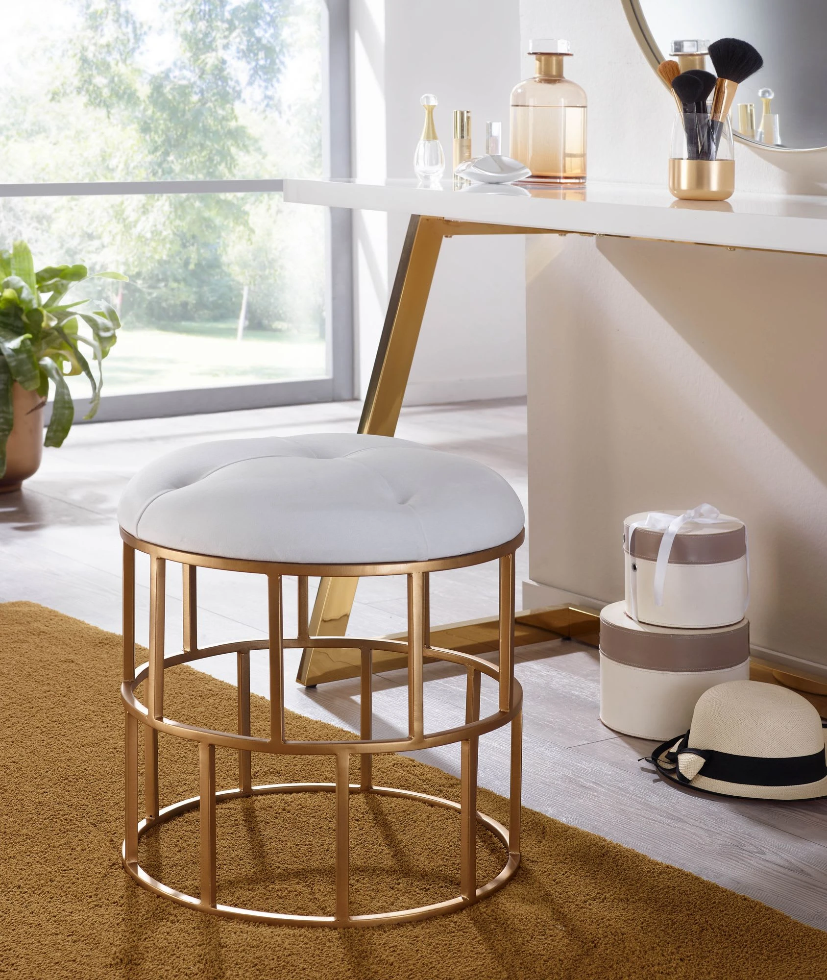 FineBuy Hocker "FB82228" In Weiß / - Image 3