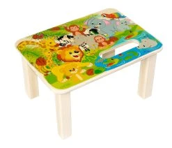 Hess Holzspielzeug Fußbank "Dschungeltiere" In Bunt