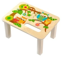 Hess Holzspielzeug Fußbank "Eulen" In Bunt