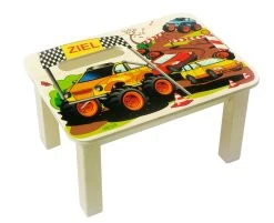 Hess Holzspielzeug Fußbank "Monstertruck" In Bunt