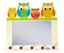 Hess Holzspielzeug Garderobe "Spiegel-Eulen" In Bunt