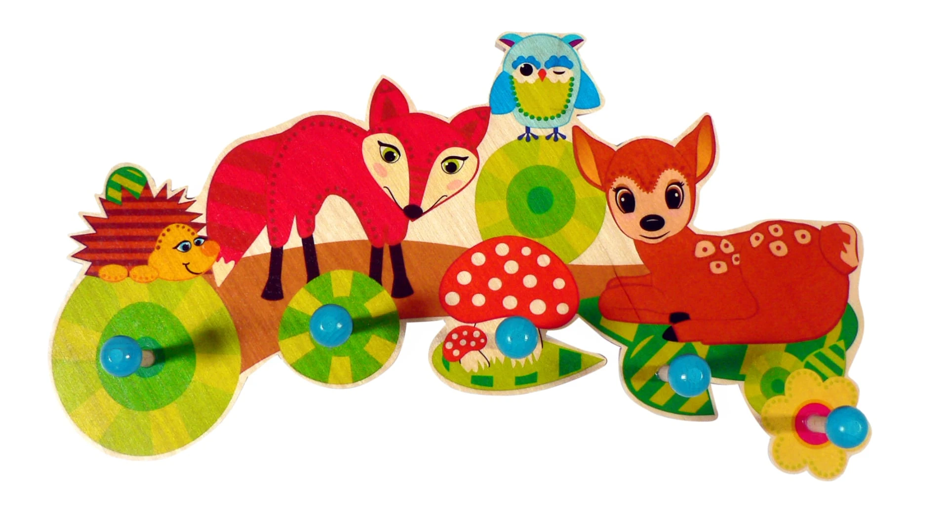 Hess Holzspielzeug Garderobe "Waldtiere" In Bunt