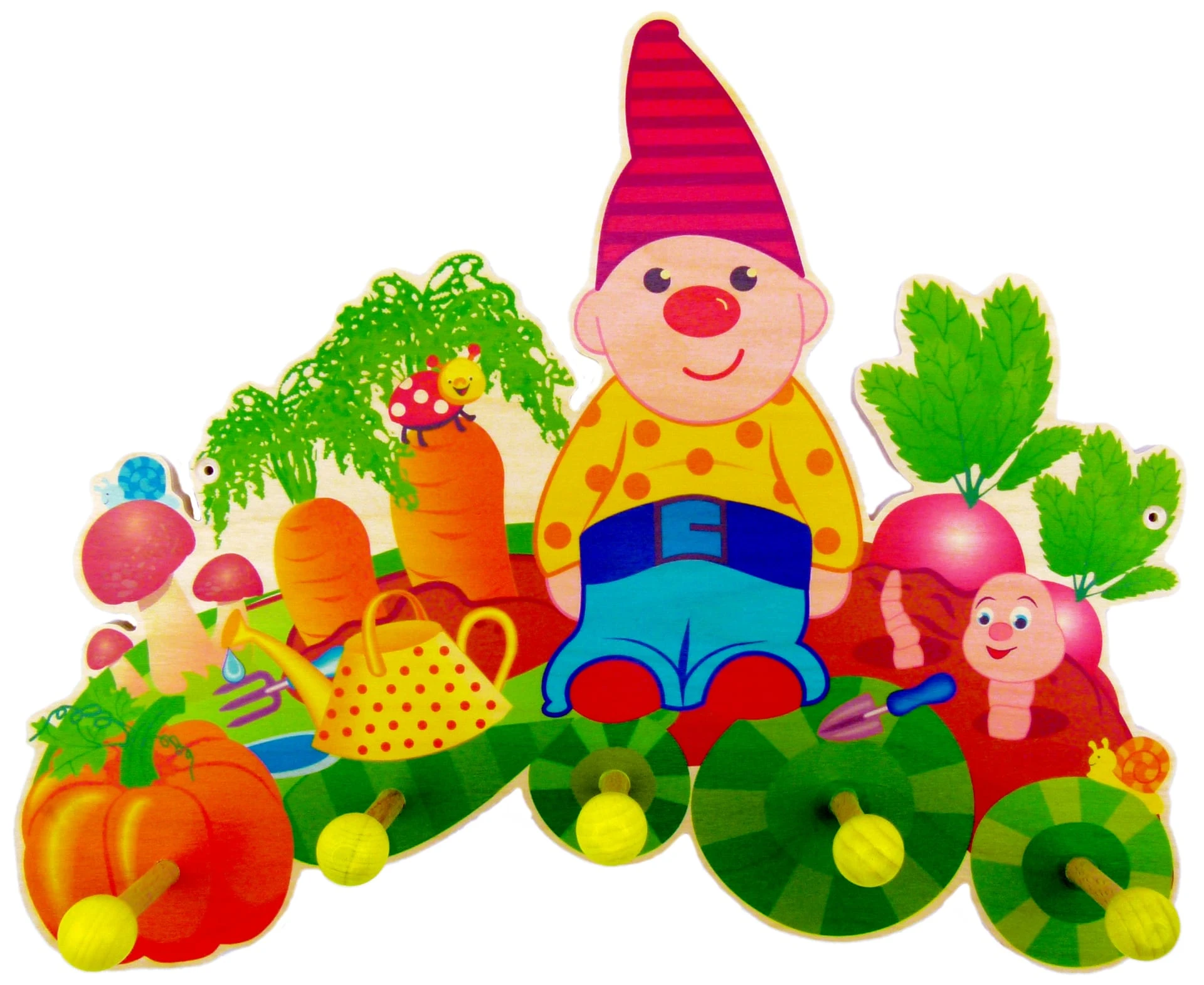 Hess Holzspielzeug Garderobe "Zwerg" In Bunt