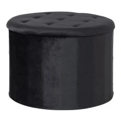 HOUSE NORDIC Pouf TURUP Schwarz Samt Mit Stauraum