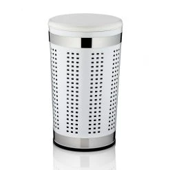 Kela Sitz-Wäschebox Sevilla In Weiß, H 60,5 Cm / Ø 35 Cm