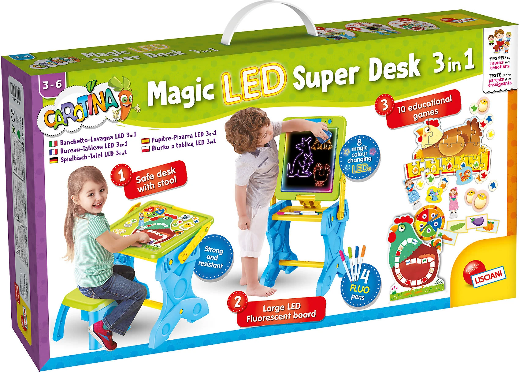 Lisciani Carotina - 3 In 1 LED-Tisch - Spielen Und Lernen, LED-Tafel