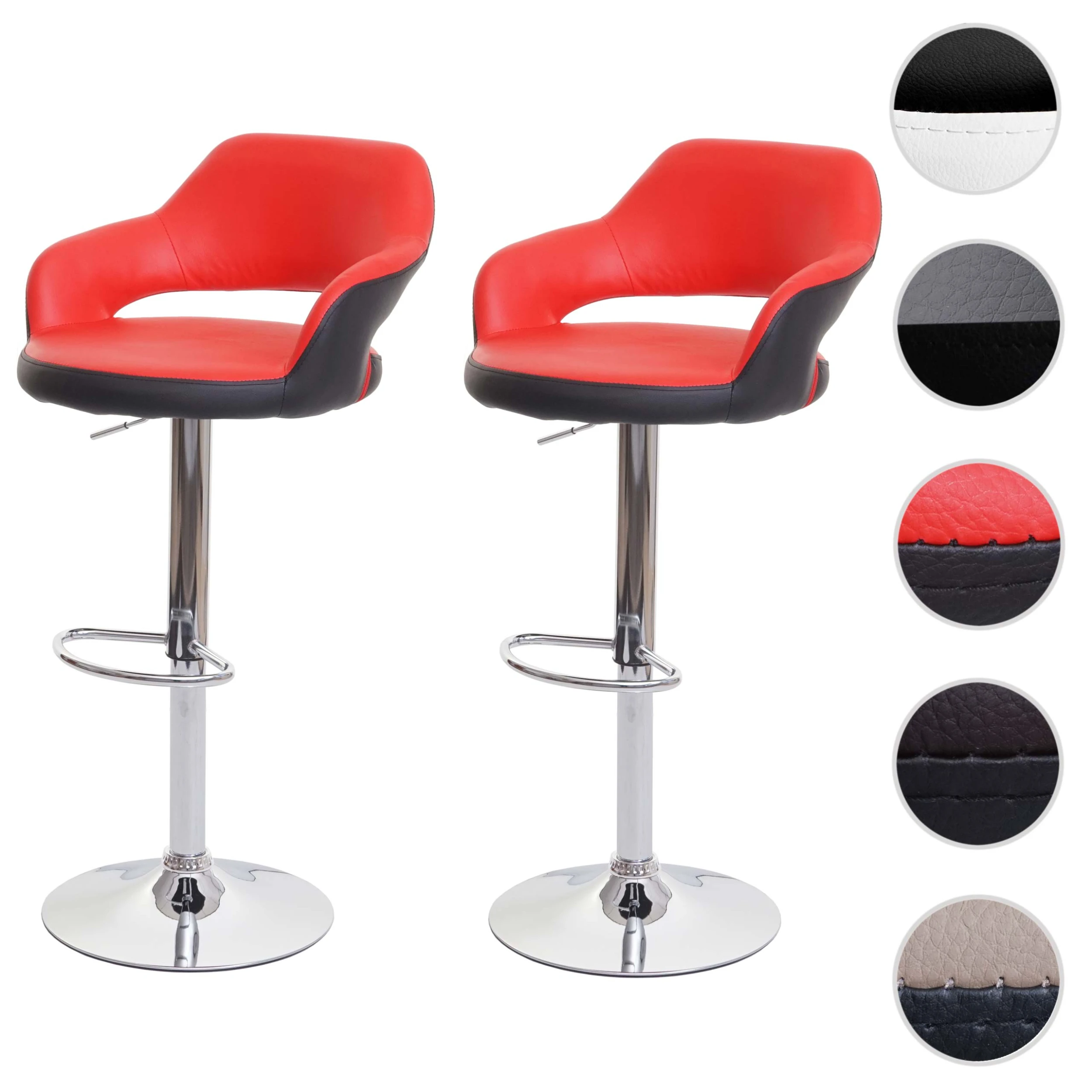 MCW 2er-Set Barhocker F16 Mit Lehne, Rot-schwarz 9 MCW 2er-Set Barhocker F16 Mit Lehne, Rot-schwarz – Bild 7