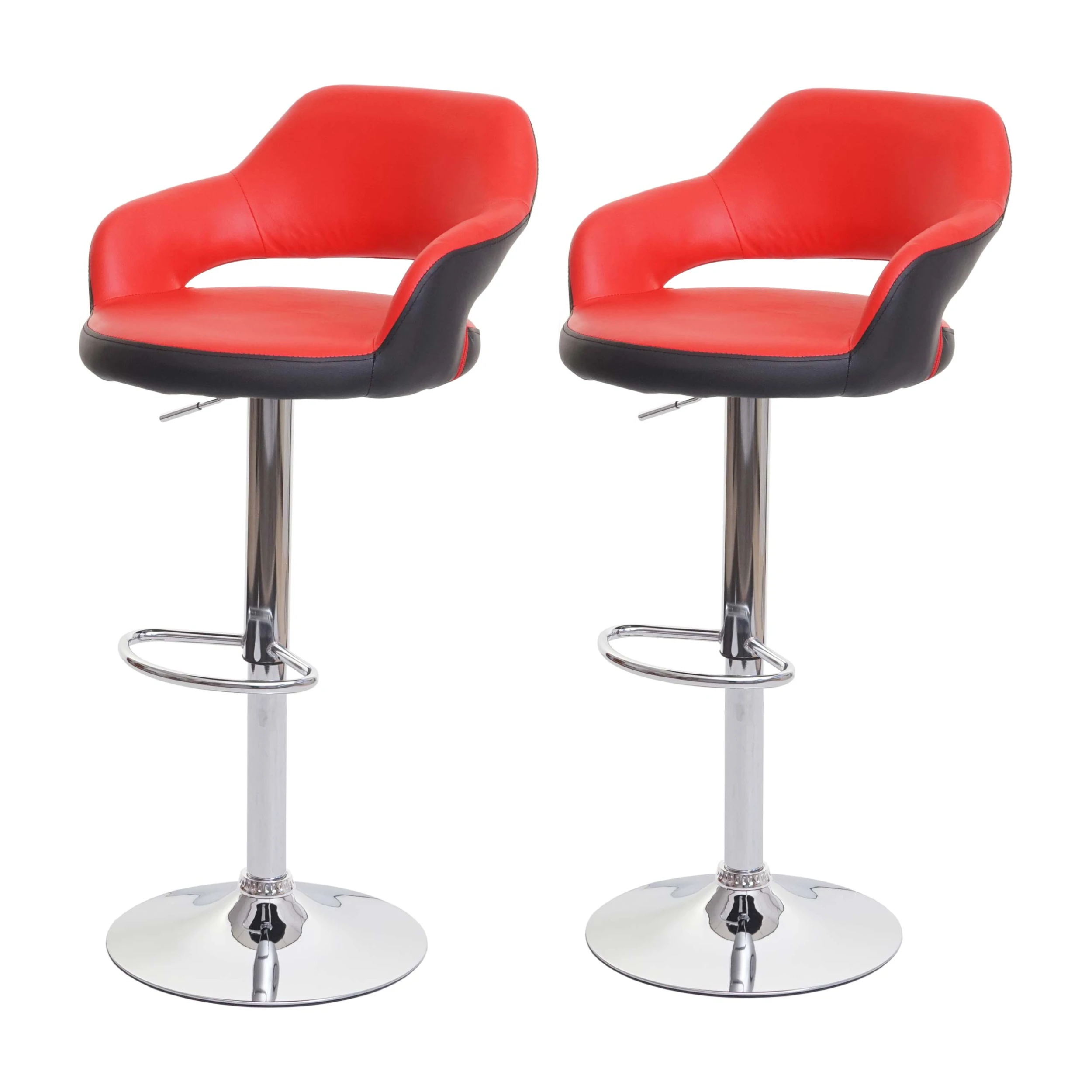 MCW 2er-Set Barhocker F16 Mit Lehne, Rot-schwarz 3 MCW 2er-Set Barhocker F16 Mit Lehne, Rot-schwarz