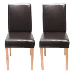 MCW 2er-Set Esszimmerstuhl Littau, Kunstleder, Braun, Helle Beine