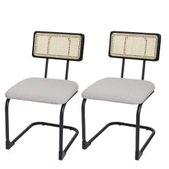 MCW 2er-Set Freischwinger-Stuhl K88, Stoff/Textil Hellgrau