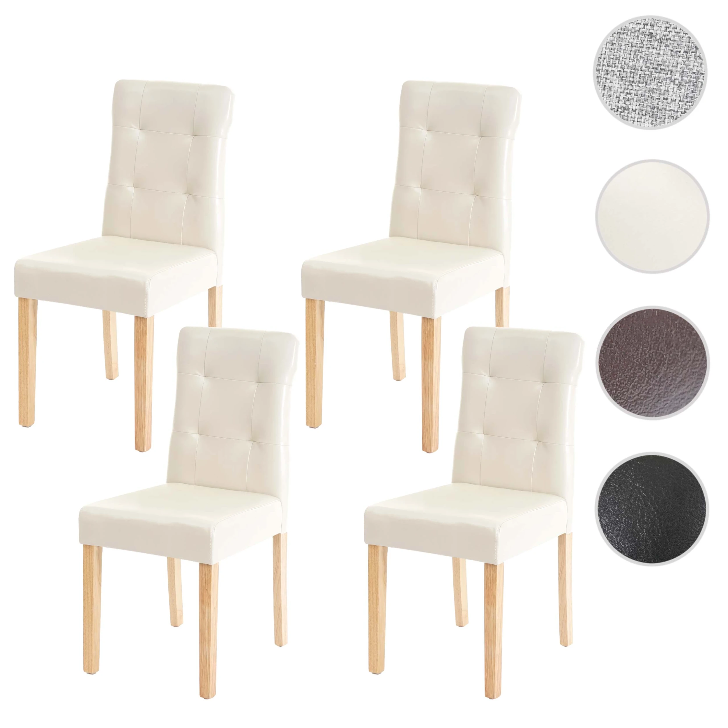 MCW 4er-Set Esszimmerstuhl E58, Kunstleder Creme, Helle Beine - Image 6