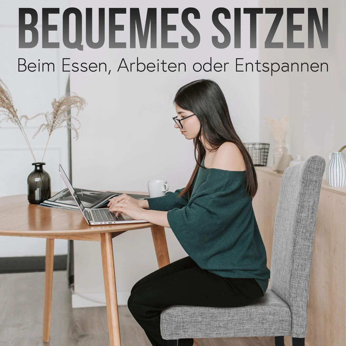 MCW 4x Esszimmerstuhl Littau, Textil, Grau, Dunkle Beine - Image 2