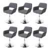 MCW 6er-Set Esszimmerstuhl A50, Grau, Chromfuß