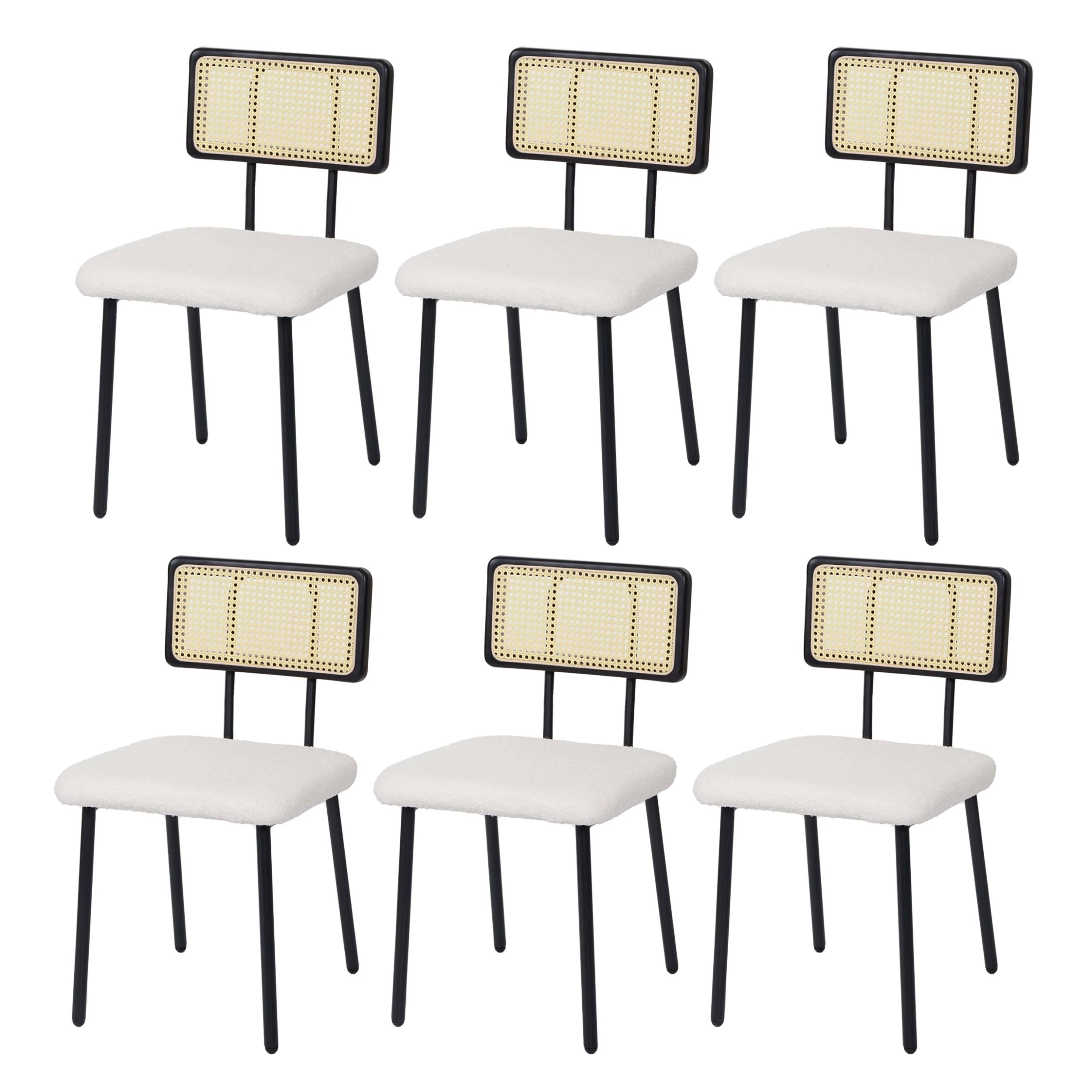 MCW 6er-Set Esszimmerstuhl K88, Stoff/Textil Weiß