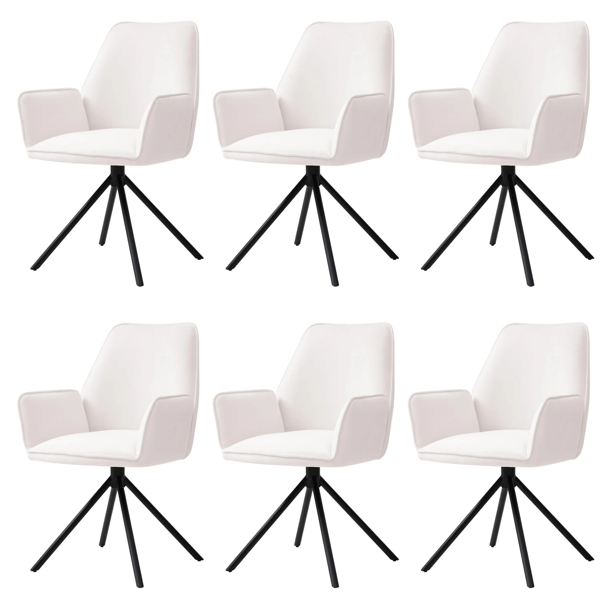 MCW 6er-Set Küchenstuhl G67, Creme-beige, Beine Schwarz