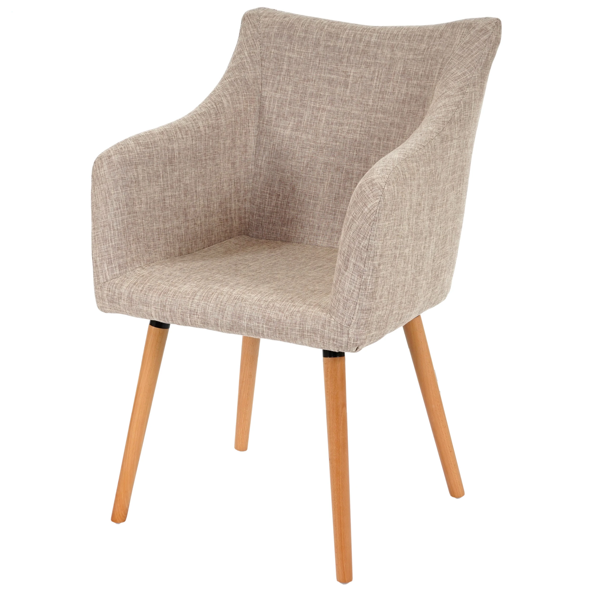 MCW 6er-Set Retro Esszimmerstuhl, Textil, Creme/grau