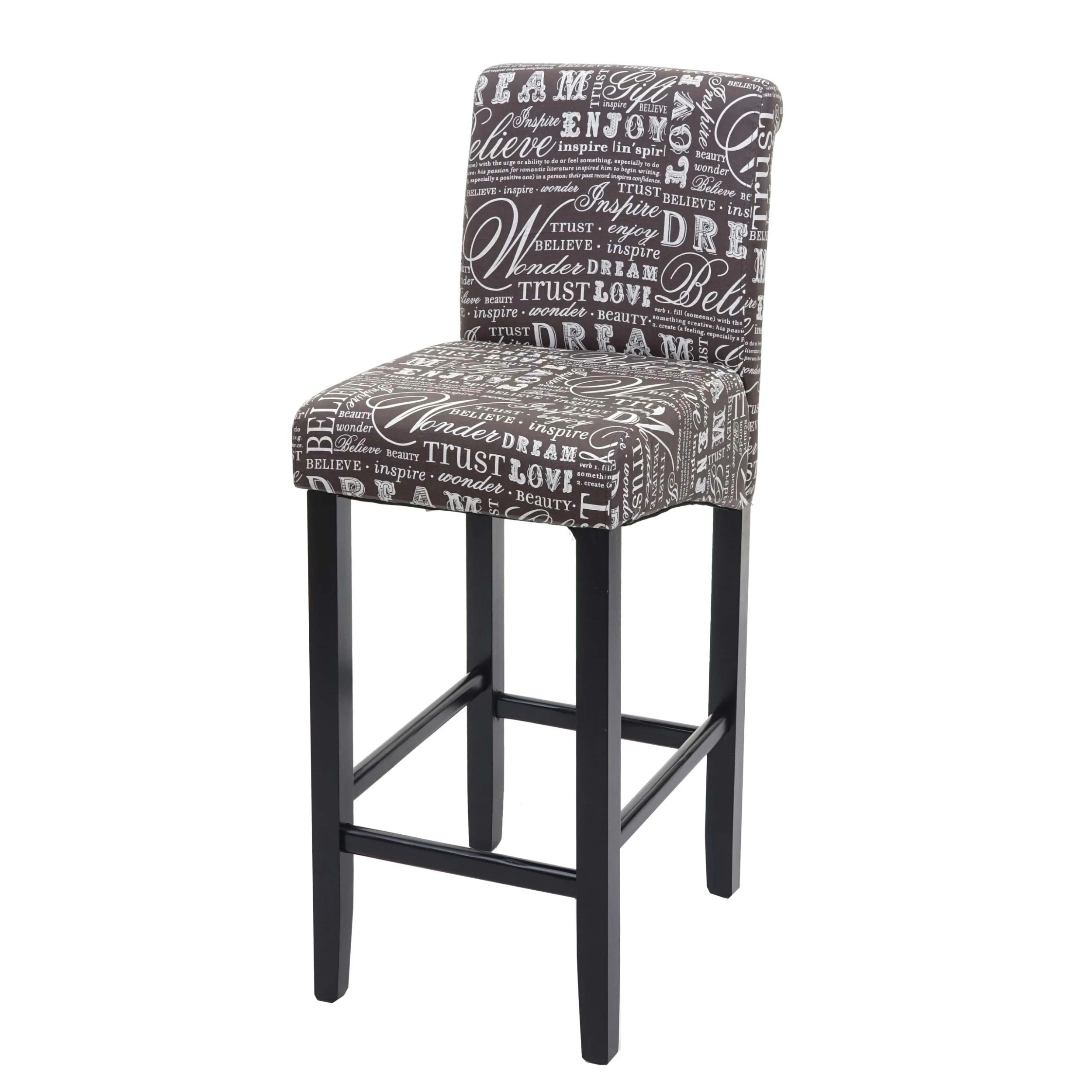 MCW Barhocker C33, Schriftzug, Grau, Dunkle Beine, Stoff/Textil