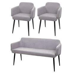 MCW Esszimmer-Set L13 2er-Set Stuhl+Sitzbank, Grau