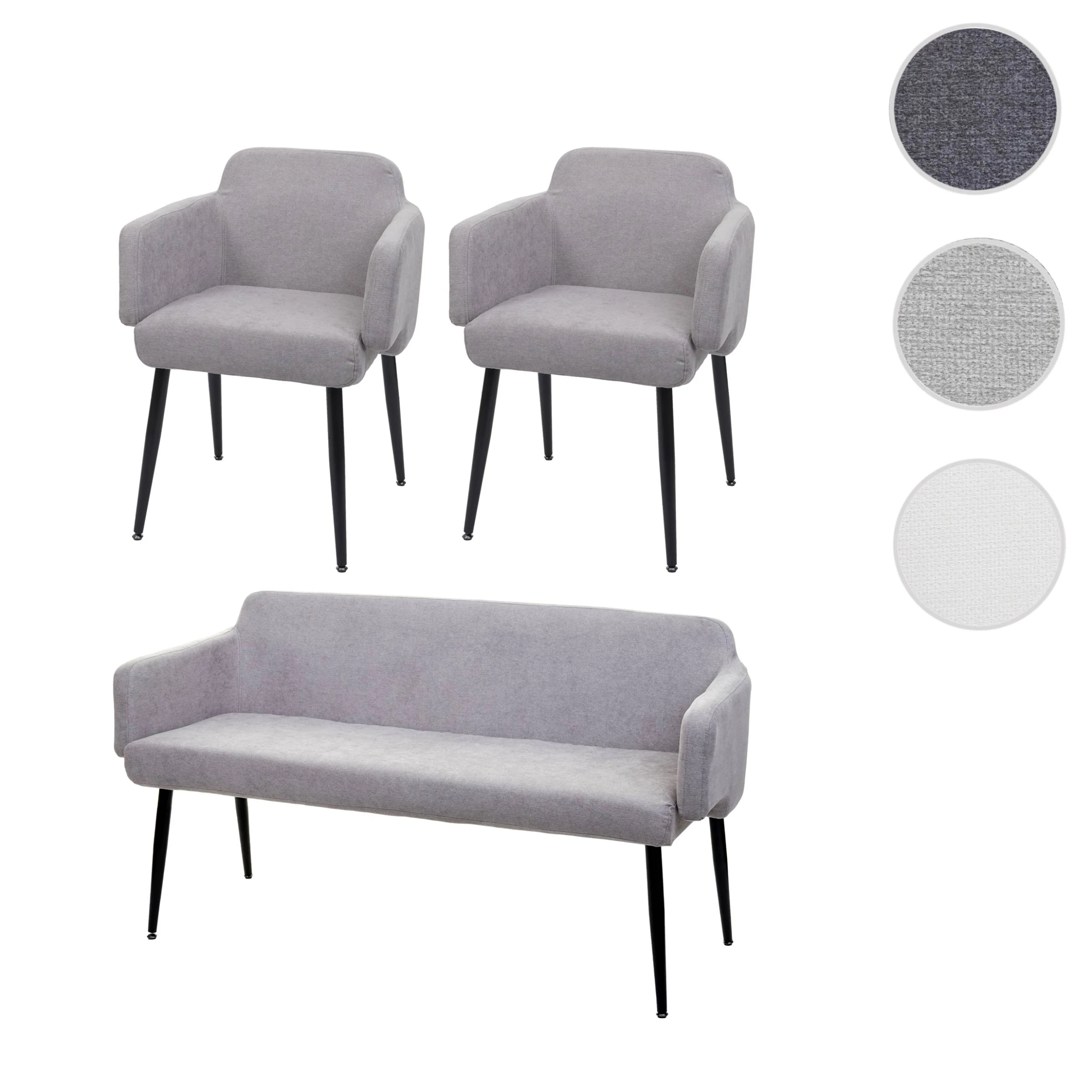 MCW Esszimmer-Set L13 2er-Set Stuhl+Sitzbank, Grau - Image 9