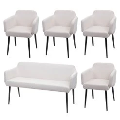 MCW Esszimmer-Set L13 4er-Set Stuhl+Sitzbank, Creme-weiß