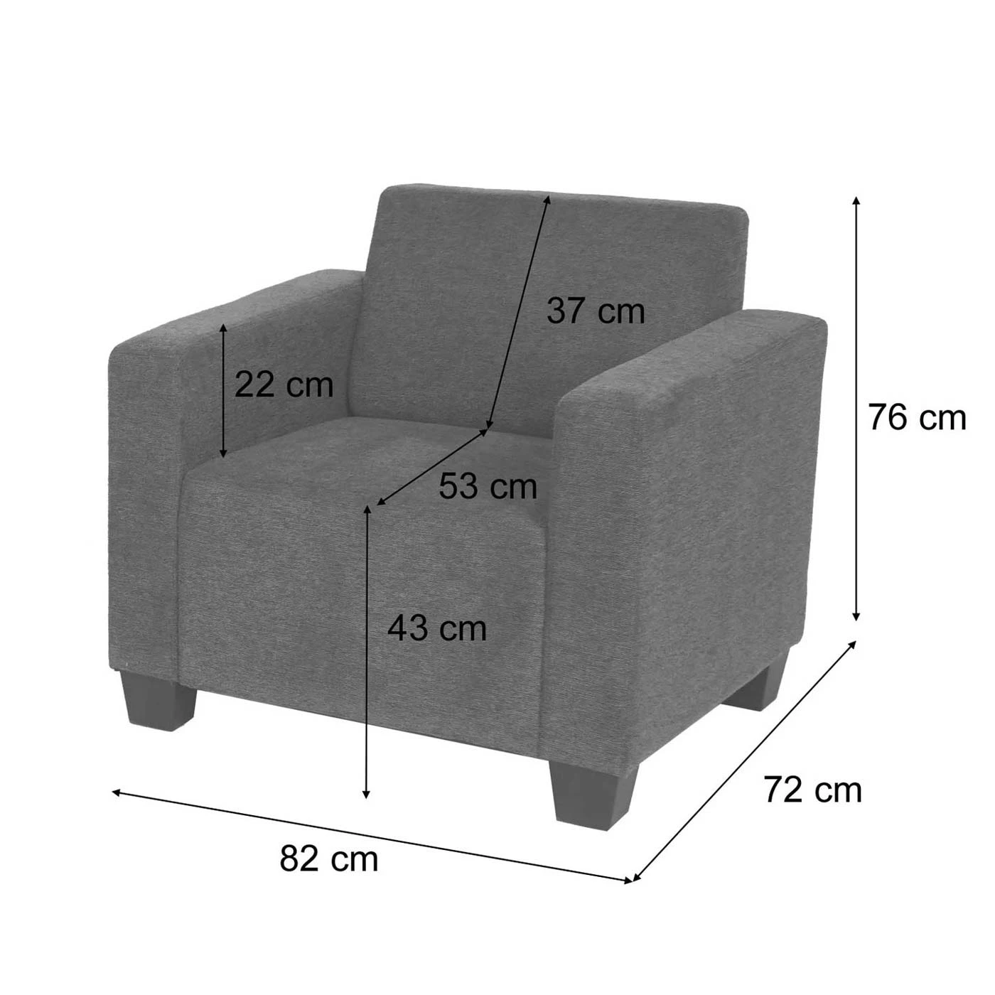 MCW Modular Couch-Garnitur Moncalieri 4-1, Grau - Image 4
