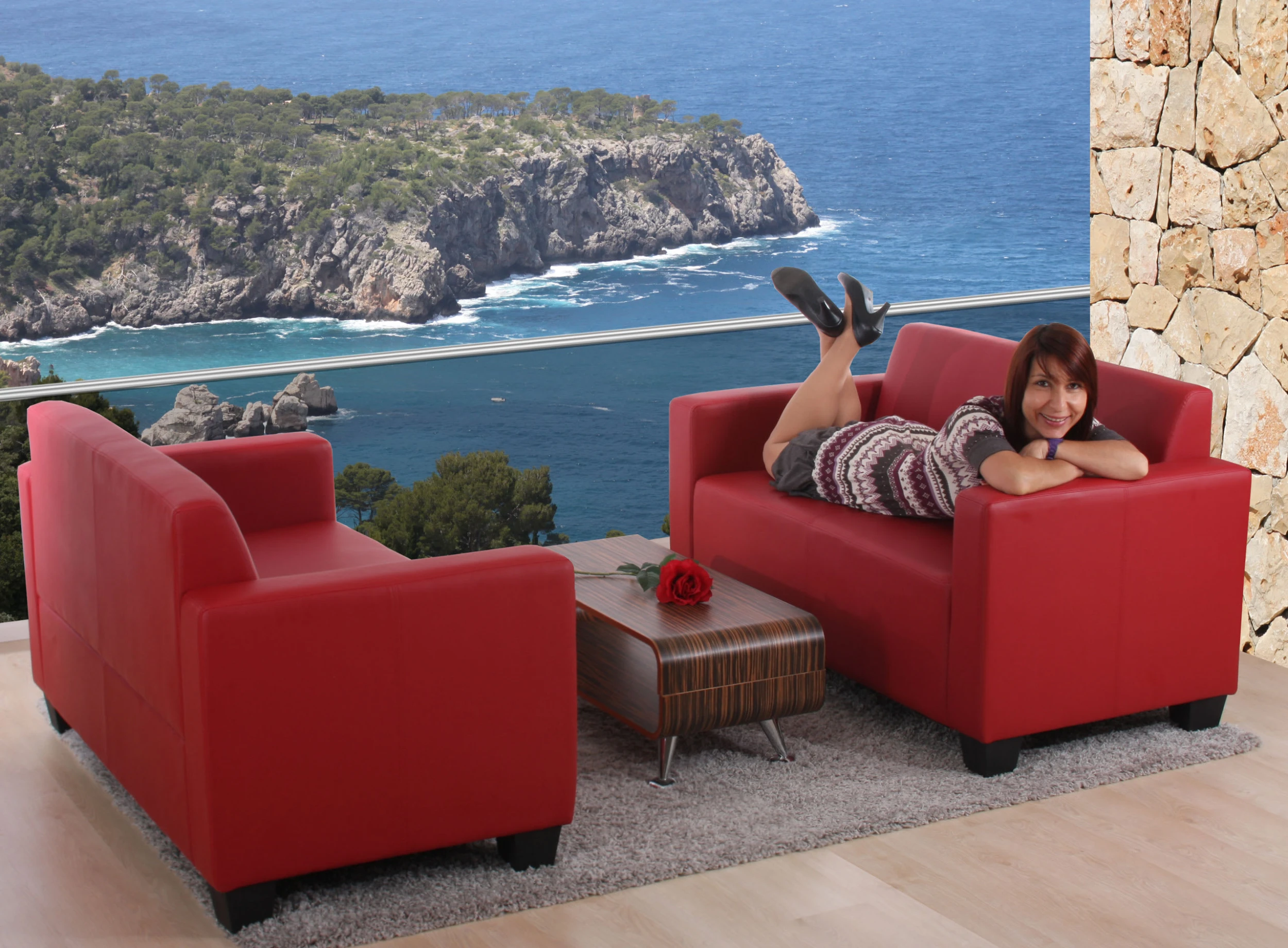 MCW Modulare Garnitur Moncalieri, 2er Sofa, Rot - Image 2