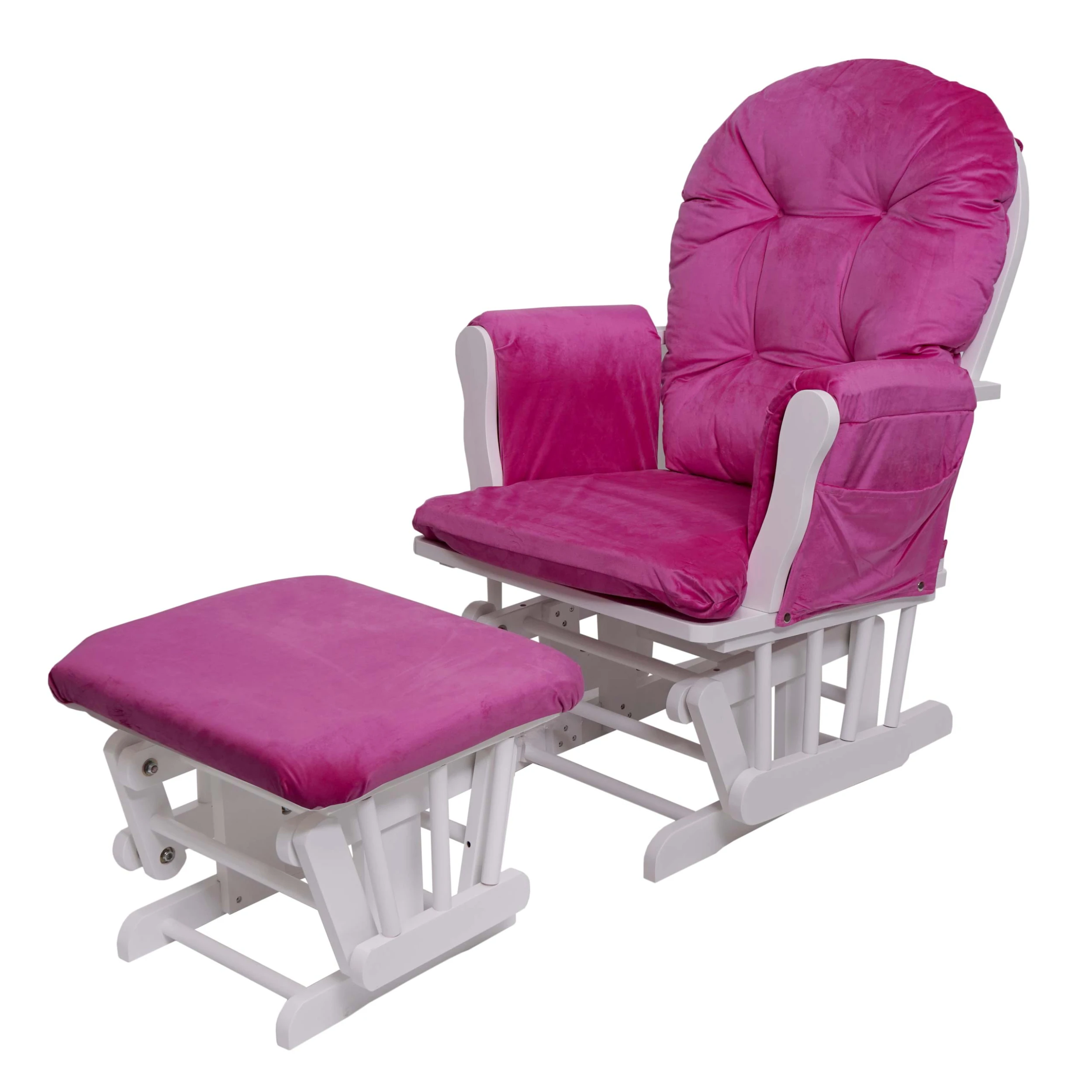 MCW Relaxsessel C76 Mit Hocker, Samt, Pink, Gestell Weiß