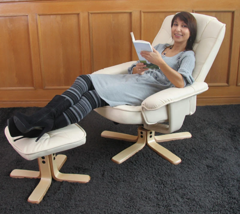 MCW Relaxsessel H56 Mit Hocker, Creme – Bild 4