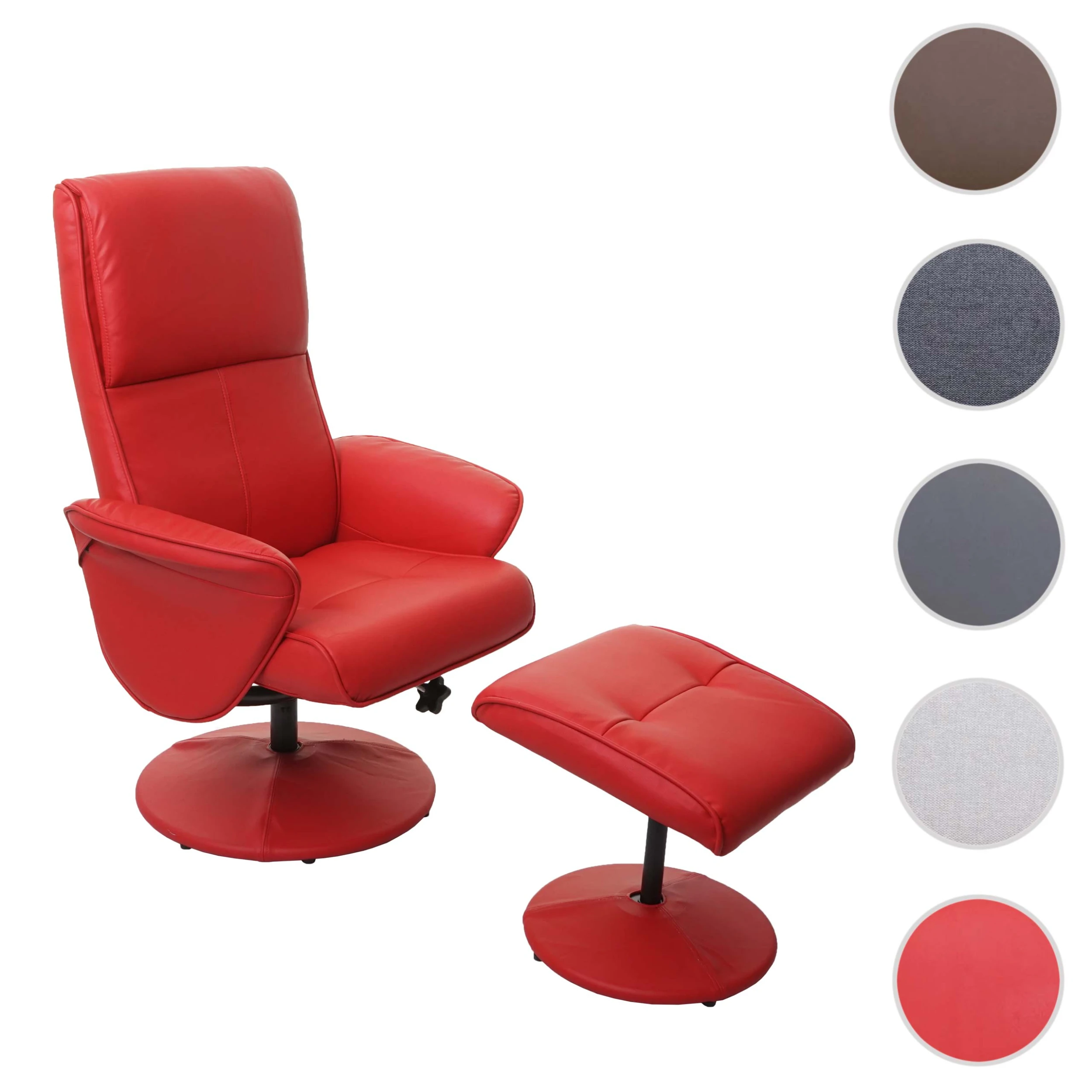 MCW Relaxsessel Stockholm Mit Hocker, Kunstleder, Rot - Image 7