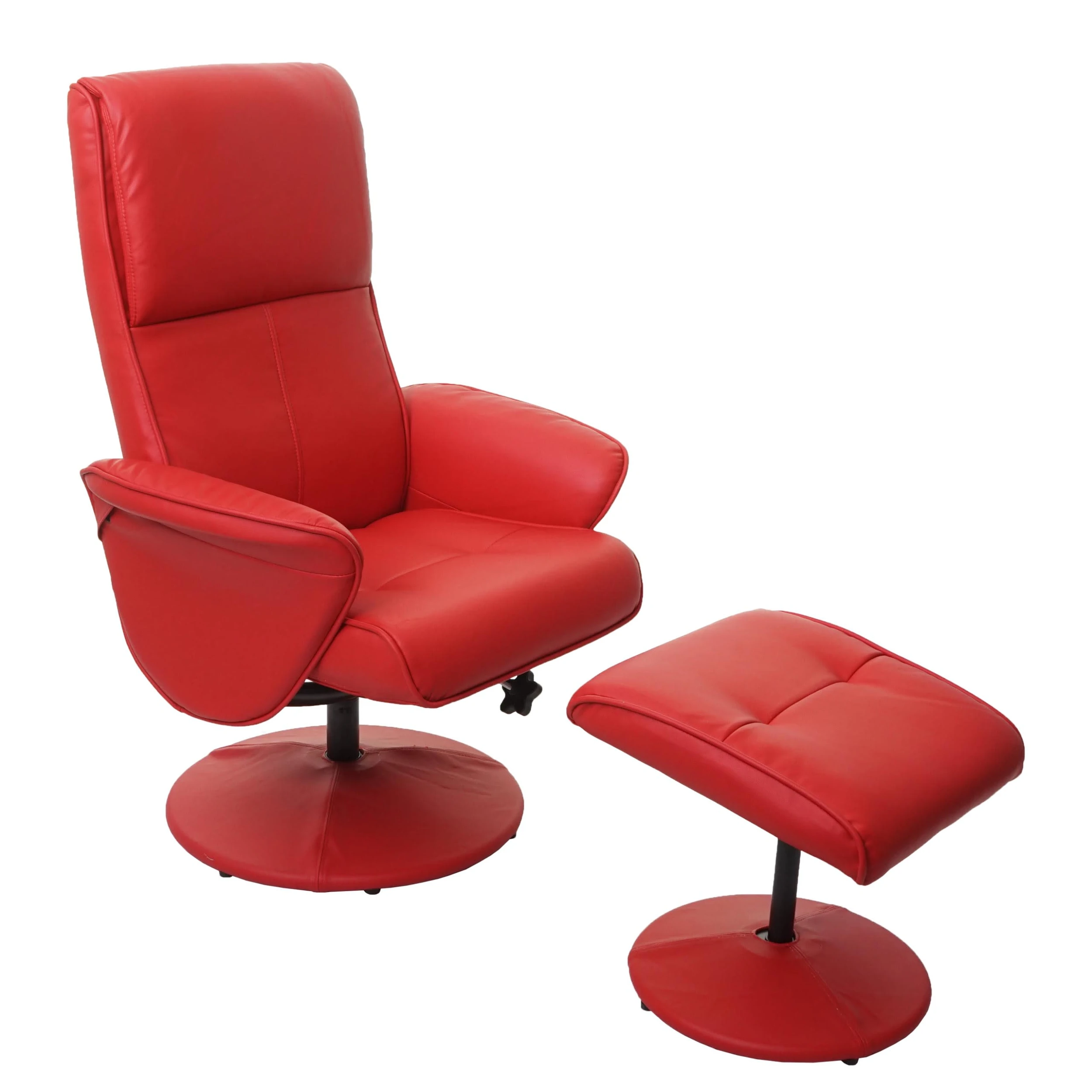 MCW Relaxsessel Stockholm Mit Hocker, Kunstleder, Rot