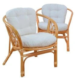 Möbel-direkt 2er-Set Rattansessel Mit Kissen Sonja In Honigfarben