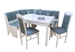 Möbel-direkt Eckbankgruppe 4tlg. Silvia In Weiss,Buche Natur, Nuss Dunkel