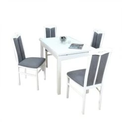 Möbel-direkt Essgruppe 5-teilig "Rügen II" In Weiss - Anthrazit