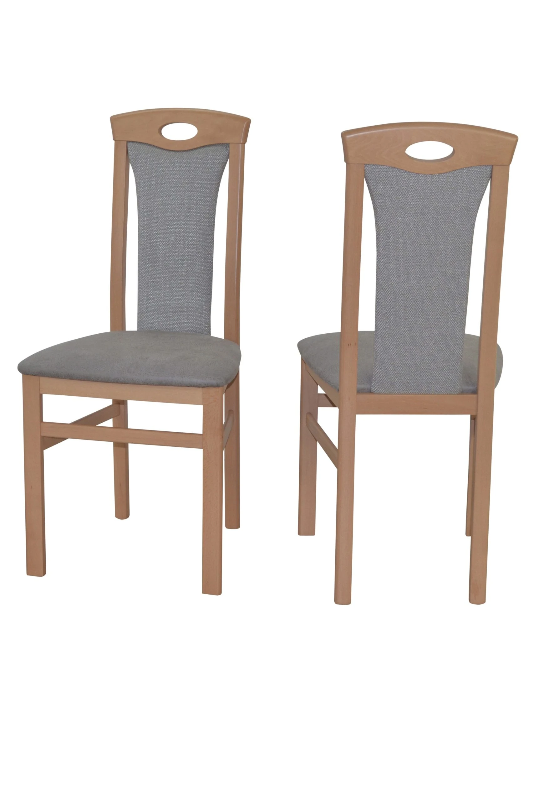 Möbel-direkt Esszimmerstuhl (2 Stück) Carmen In Buche-Nachbildung / Hellgrau