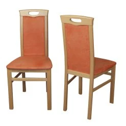 Möbel-direkt Massivholzstuhl (2Stück) Toni In Buche Natur/ Terracotta