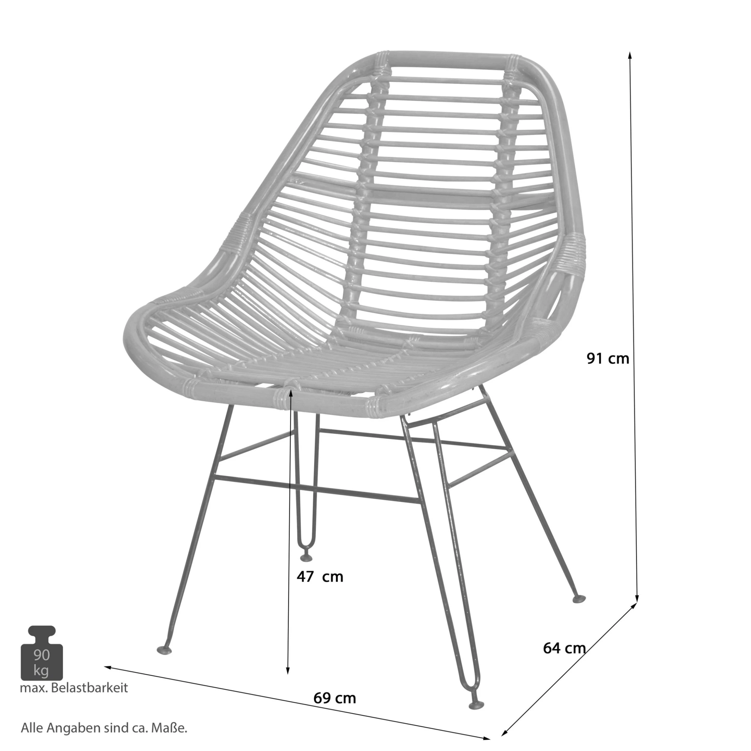 Möbel-direkt Rattanstuhl Mit Kissen Kim In Grau - Image 3