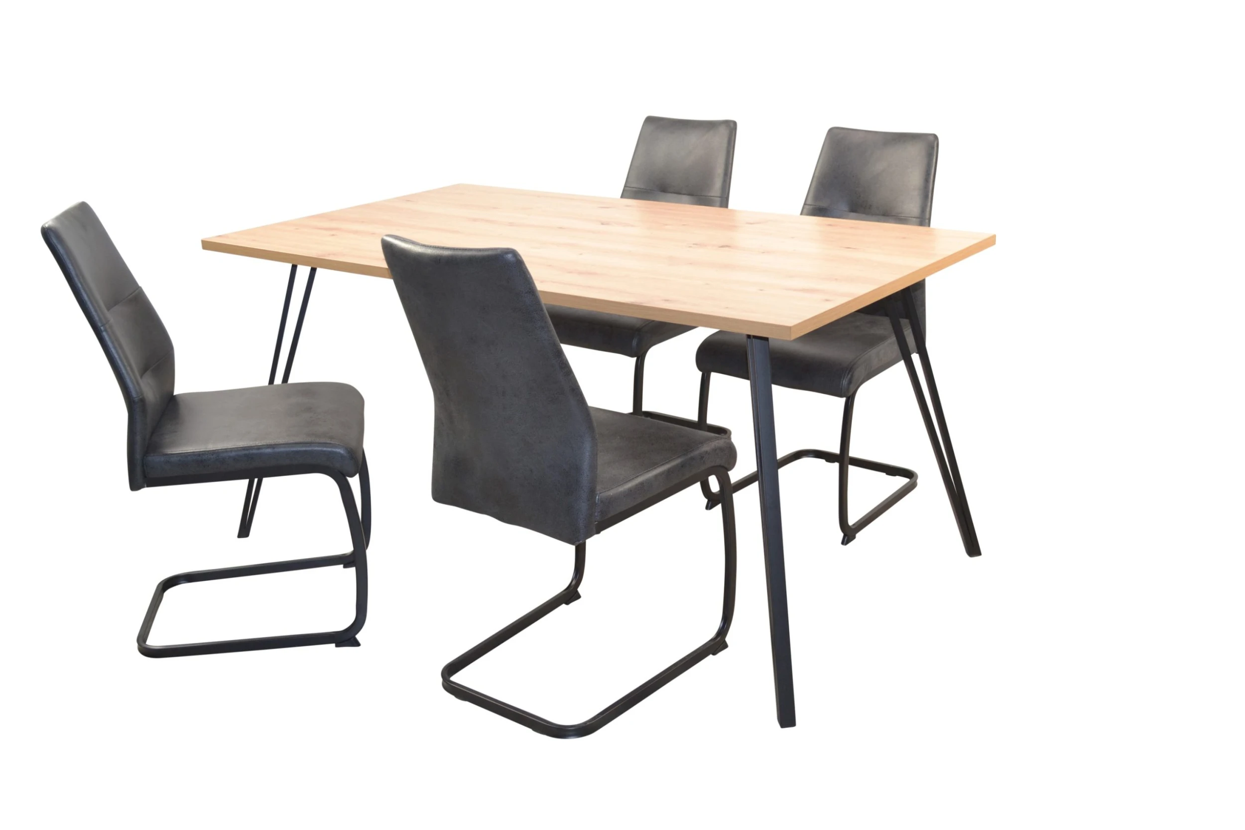 Möbel-direkt Tischgruppe- 5teilig Cora In Schwarz/Tischplatte Artisan-Eiche-Nachbildung