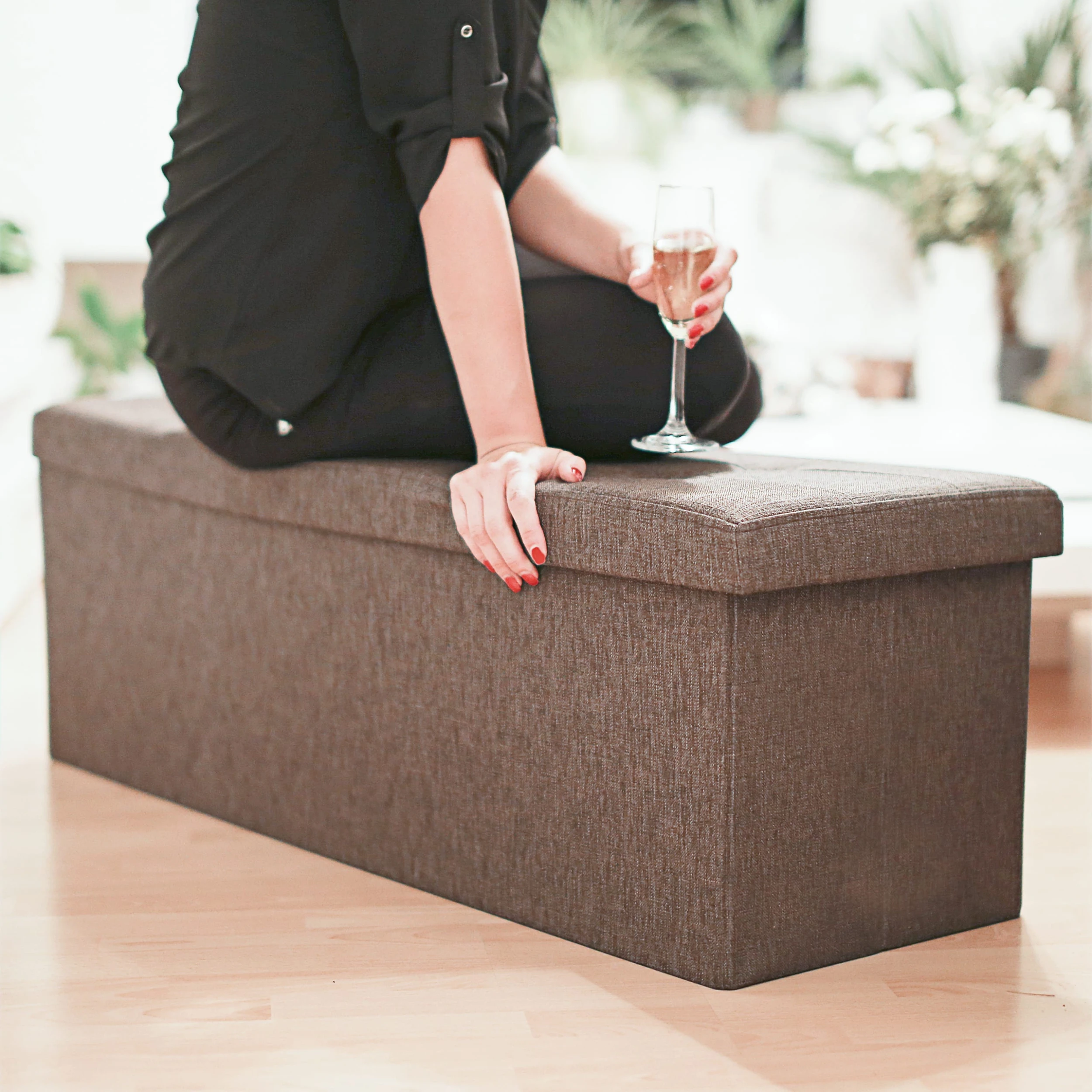 Relaxdays Faltbare Sitzbank In Braun - (B)114 X (H)38 X (T)38 Cm - Image 2